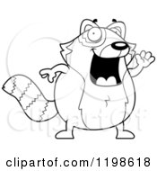 Cartoon Of A Black And White Happy Waving Red Panda Royalty Free Vector Clipart