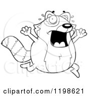 Cartoon Of A Black And White Scared Red Panda Running Royalty Free Vector Clipart