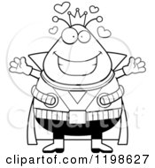 Cartoon Of A Black And White Loving Chubby Martian Alien King Wanting A Hug Royalty Free Vector Clipart