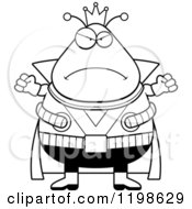 Cartoon Of A Black And White Mad Chubby Martian Alien King Royalty Free Vector Clipart