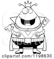 Cartoon Of A Black And White Smart Chubby Martian Alien King With An Idea Royalty Free Vector Clipart