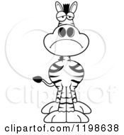 Cartoon Of A Black And White Depressed Zebra Royalty Free Vector Clipart