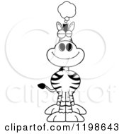 Cartoon Of A Black And White Dreaming Zebra Royalty Free Vector Clipart