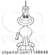 Cartoon Of A Black And White Grinning Unicorn Royalty Free Vector Clipart by Cory Thoman