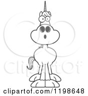 Cartoon Of A Black And White Surprised Unicorn Royalty Free Vector Clipart by Cory Thoman