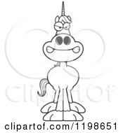 Cartoon Of A Black And White Mad Unicorn Royalty Free Vector Clipart
