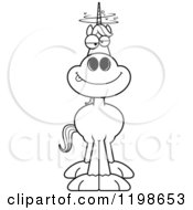 Cartoon Of A Black And White Drunk Unicorn Royalty Free Vector Clipart