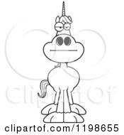 Cartoon Of A Black And White Bored Unicorn Royalty Free Vector Clipart