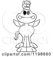Cartoon Of A Black And White Mad Pegasus Horse Royalty Free Vector Clipart