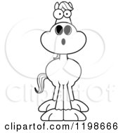 Cartoon Of A Black And White Surprised Horse Royalty Free Vector Clipart