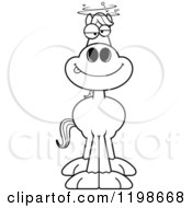 Cartoon Of A Black And White Drunk Horse Royalty Free Vector Clipart