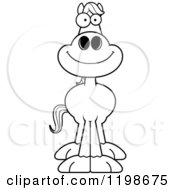 Cartoon Of A Black And White Happy Smiling Horse Royalty Free Vector Clipart