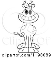 Cartoon Of A Black And White Grinning Spotted Cow Royalty Free Vector Clipart