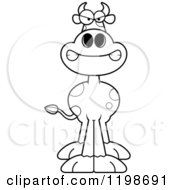 Cartoon Of A Black And White Mad Spotted Cow Royalty Free Vector Clipart