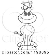 Cartoon Of A Black And White Drunk Spotted Cow Royalty Free Vector Clipart