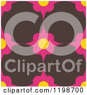 Clipart Of A Seamless Brown Pink And Yellow Floral Pattern Royalty Free Vector Illustration