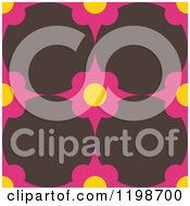 Poster, Art Print Of Seamless Brown Pink And Yellow Floral Pattern