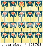 Clipart Of A Seamless Pattern Of Flower Pots Over Yellow Royalty Free Vector Illustration