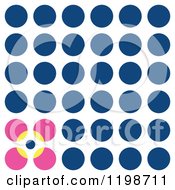 Poster, Art Print Of Seamless Blue Pink And Yellow Floral Dot Pattern