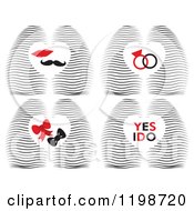 Poster, Art Print Of Waves And Hearts With Rings Lips Mustahe Bows And I Do Text
