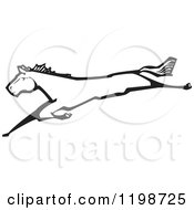 Poster, Art Print Of Horse Leaping Black And White Woodcut