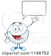 Cartoon Of A Happy Waving And Talking Golf Ball Character Royalty Free Vector Clipart