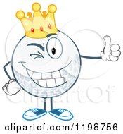 Winking Crowned Golf Ball Character Holding A Thumb Up