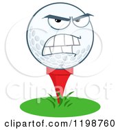 Mad Golf Ball Character On A Tee