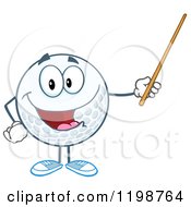 Happy Golf Ball Character Holding A Pointer Stick