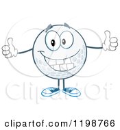 Happy Golf Ball Character Holding Two Thumbs Up