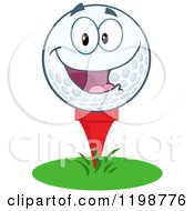 Poster, Art Print Of Happy Golf Ball Character On A Tee