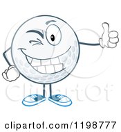 Poster, Art Print Of Winking Golf Ball Character Holding A Thumb Up