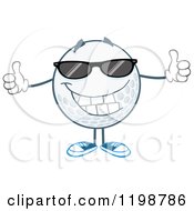 Poster, Art Print Of Happy Golf Ball Character Wearing Sunglasses And Holding Two Thumbs Up