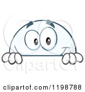 Cartoon Of A Golf Ball Character Behind A Sign Royalty Free Vector Clipart