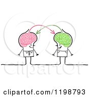 Poster, Art Print Of Happy Stick Men With Connected Brains Sharing Information
