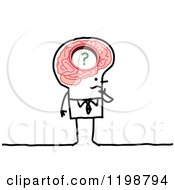 Clipart Of A Stick Businessman With A Question Mark Hole In His Brain Royalty Free Vector Illustration