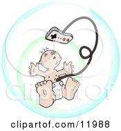 Baby Attached To An Entertainment System Video Game Controller Clipart Picture by Leo Blanchette