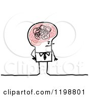 Clipart Of A Scatter Brained Or Annoyed Stick Businessman Royalty Free Vector Illustration
