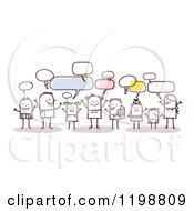 Group Of Young Stick People Networking And Talking