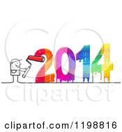 Clipart Of A Stick Man Painting A Colorful New Year 2014 Royalty Free Illustration by NL shop