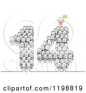 Poster, Art Print Of Red Stick Man Boss On Top Of Crowds Forming 14 For The New Year