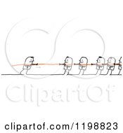 Poster, Art Print Of Stick People In A Battle Of Tug Of War One Mat Partially Out Of The Image
