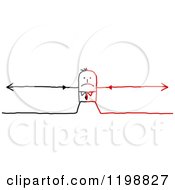 Stretched Split Black And Red Stick Businessman With Arrows