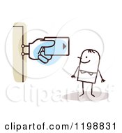 Poster, Art Print Of Happy Stick Man At An Atm Machine With A Credit Card Sign
