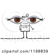 Poster, Art Print Of Stick Woman With Giant Brown Eyes