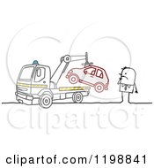 Poster, Art Print Of Stick Man Watching His Car Get Towed