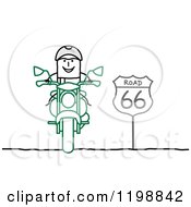 Happy Stick Man Biker On Route 66