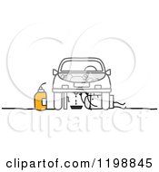 Poster, Art Print Of Stick Man Mechanic Performing An Oil Change