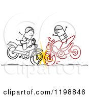 Poster, Art Print Of Two Stick Men Bikers Crashing Their Motorcycles
