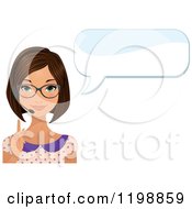 Clipart Of A Beautiful Brunette Secretary Woman Wearing A Headset And Talking Royalty Free Vector Illustration by Melisende Vector
